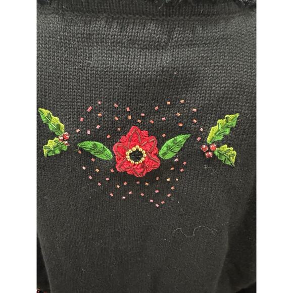 Vtg Berek 2 By Takako Sakon Cardigan Christmas Poinsettia Cabincore Sweater - Picture 10 of 15